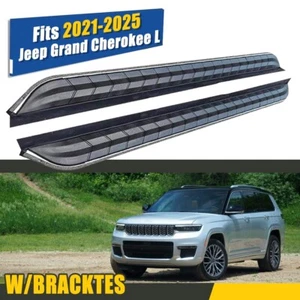 Fixed Running Boards Fit for 2021-2025 Jeep Grand Cherokee L Side Steps Nerf Bar - Picture 1 of 8
