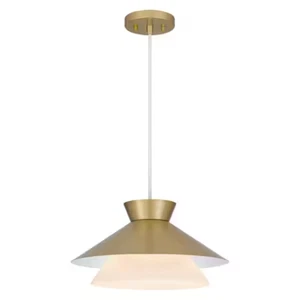 DSI LIGHTING 1-Light Gold Shaded Pendant Light with Faux Alabaster Glass Shade - Picture 1 of 4