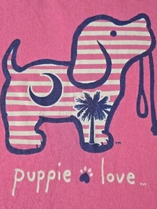 Puppy Love Rescue T-shirt Girls Large Pink Kids L Puppies Gildan Shirt Short Dog - Picture 1 of 7
