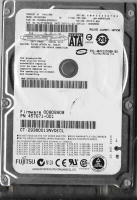 Fujitsu MHY2250BH 250GB Sata Hard Drive P/N: CA06889-B30900C1 F/W: 0080890B - Image 1 of 2