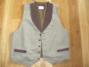 Pioneer Wear NUOVO gilet western in tela di cotone marrone marrone chiaro USA VINTAGE uomo XL (WOR) - Foto 1 di 16