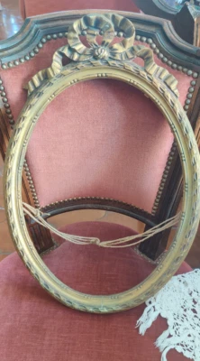 Cadre Ovale Ancien Nœud Style Louis Louis XVI époque 1900 - Photo 1/4