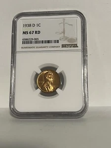 1938-D Lincoln Cent, NGC MS-67, Blast Red Bright Penny, Awesome Cartwheel Flash! - Picture 1 of 2