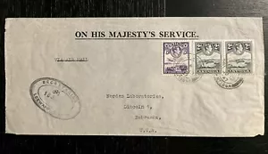 James Bond Cover 1947 Antigua Pair OHMS St Johns To USA - Picture 1 of 3