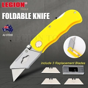 Folding Utility Knife with 3 Extra Blades Folding Belt Clip Craft Tool - Picture 1 of 5