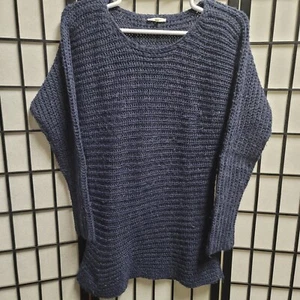 MYSTREE Round Neck Long Sleeve Blue Pullover Chunky Knit Sweater Womens L O20 - Picture 1 of 20
