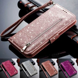 Glitter Case for Samsung S20 S24 S23 S22 S21 FE Ultra Leather Flip Wallet Cover - Picture 1 of 35