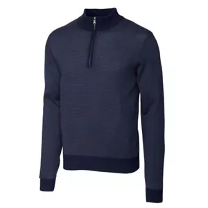 Cutter & Buck Men's 2XB Collin Mock Neck Sweater Liberty Navy Knit Half Zip $170 - Picture 1 of 5