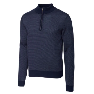 Cutter & Buck Men's 2XB Collin Mock Neck Sweater Liberty Navy Knit Half Zip $170 - Image 1 of 4