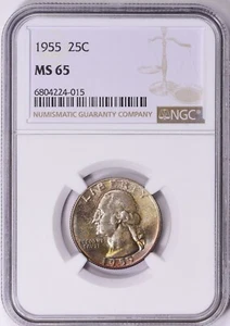 1955 Washington Quarter NGC MS65 Nicely Toned - Picture 1 of 3