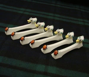 Vintage Set Limoges Knife - Rests.Amusing & Hand Painted Special Table 1930s - Picture 1 of 7