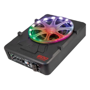 Power Acoustik PUB-8L Slim Powered Enclosure 8" Car Under Seat Subwoofer RGB LED - Picture 1 of 2