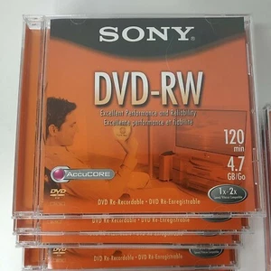 8 Sony DVD-RW 4,7 GB dischi 120 minuti. 6 NUOVI non sigillati. 2? Tutti con custodie gioielli - Foto 1 di 3