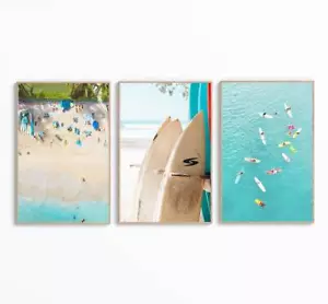 Set of 3 Beach Ocean Surfing Wall Art Prints Surfing Poster Coastal Print - Picture 1 of 5