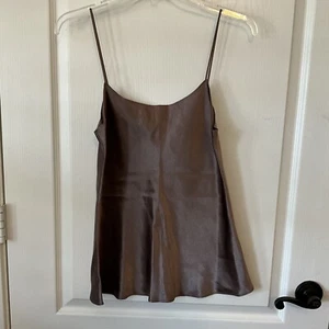Vince Women's Tan Brown Tank Top Spaghetti Strap Silky Fabric Size M - Picture 1 of 7
