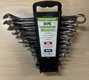 New Pittsburgh Combination Wrench Set 22 Piece 11 SAE & 11 Metric - Picture 1 of 4