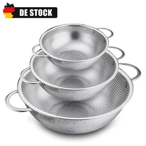 Sieb 3er-Set Edelstahl Abtropfsieb Seiher Küchensieb Nudelsieb mit Griffen - Bild 1 von 12