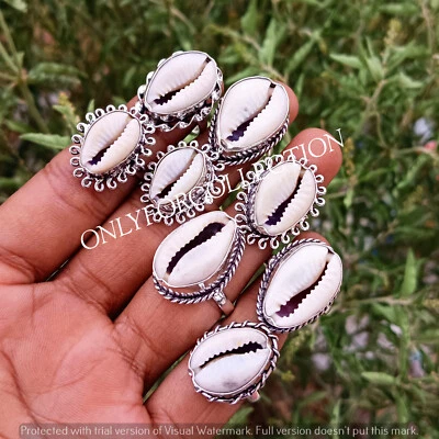 Compra Lote de 10 anillos de diseñador enchapados en plata de ley 925 con concha de ojo de Shiva Foto 1 de 4