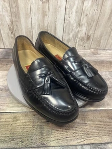 Cole Haan City Mens Dress Shoes Black Leather Loafers Tassel Size 8.5 E - Picture 1 of 17