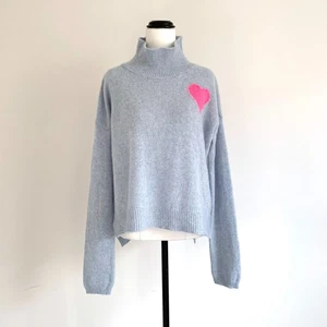 ALESSANDRA baby blue cashmere heart high neck polo jumper sz M - Picture 1 of 8