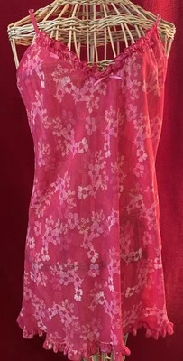 BETSEY JOHNSON Red Floral Chiffon Babydoll Nightgown Size S - Imagem 1 de 4
