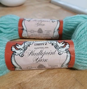 Vtg Scovill Dritz Australia Needle Point Yarn 100% Virgin Wool Lot/2 Aquamarine - Picture 1 of 4