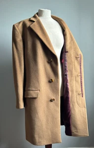 SAMUEL WINDSOR long line Jacket Overcoat 40 wool cashmere tan camel smart covert - Picture 1 of 19