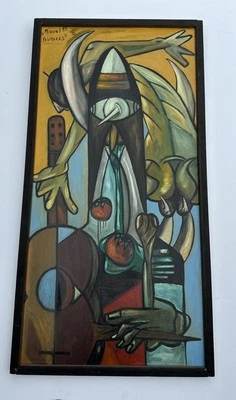 PINTURA MEDIADOS DE SIGLO EXPRESIONISMO ABSTRACTO CUBISMO MODERNISMO GRAN MÚSICO ÓLEO Foto 1 de 4