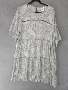Knox Rose Women Midi Tier Dress XL Paisley Flouce Cottagecore Boho Texture Vneck - Picture 1 of 8