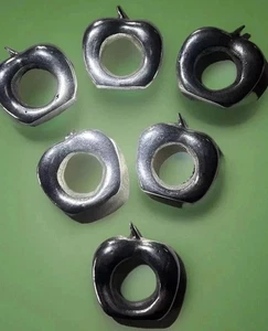 Apple Napkin Rings Silver Aluminum Lot of 6 Table Kitchen Home Decor - Picture 1 of 11