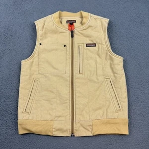 Patagonia Vest Mens Small Tan Canvas Insulated Workwear FA21 Recycled Cotton - Picture 1 of 9