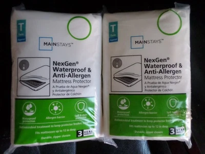 2 NEW NIP Mainstays NexGen TWIN Waterproof & Anti-Allergen MATTRESS PROTECTORS - Image 1 of 2