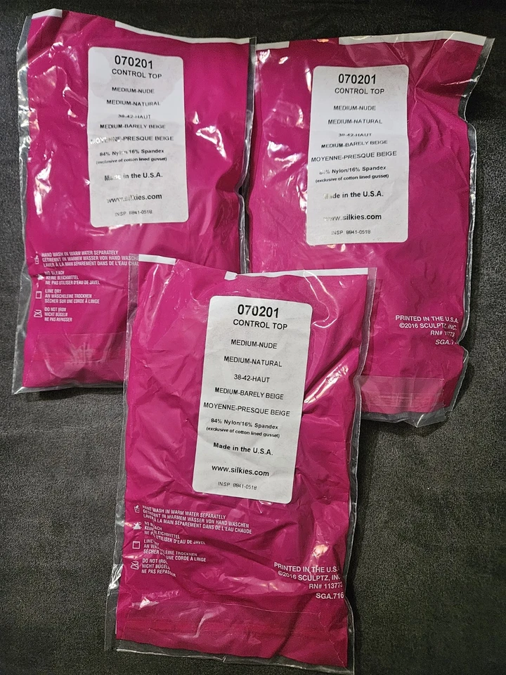 1 Pair of Control Top Panty Hose by Silkies Nude Sandalfoot Toe Sz Med