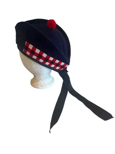 Traditional Scottish Dice Glengarry Hat Red Blue Size 58 - Picture 1 of 6