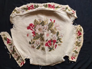 antique french needlepoint pillowcase crosstitch floral needlework it1383 - Picture 1 of 12