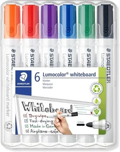 STAEDTLER Whiteboard Marker Set 6 Farben, Rundspitze, abwischbar, 2mm - Bild 1 von 6