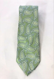 Michael Michael Kors Designer Neck Tie 100% Silk 60-3/4" Green Paisley  #1007 - Picture 1 of 4