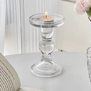 Clear Crystal Candle Holders Minimalist style - Picture 1 of 4
