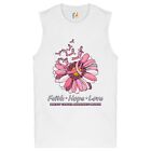Faith Hope Love Muscle Shirt Breast Cancer Awareness Month Ribbon Flower Men's