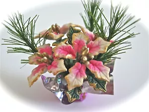 casa delle bambole casa delle bambole miniatura ROSA POINSETTIA COMPOSIZIONE FLOREALE NATALE - Foto 1 di 4