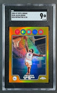 2008-09 Topps Chrome Gold Refractor #180 Julius Erving SGC 9 MINT. #31/50 - Picture 1 of 2