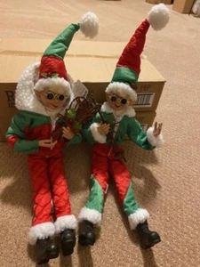 RAZ Skiing & Snow Shoe Elves (Set of 2) Bendable (Approx 16 +" T) - Picture 1 of 4