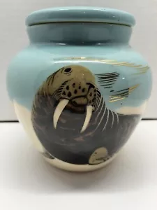 Matthew Adams Ceramic Alaskan Walrus Ginger Jar/Lidded Vase 1950's #025 MCM RARE - Picture 1 of 10
