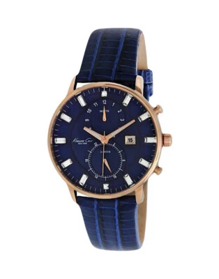 Reloj Kenneth Cole KC2756 para mujer esfera azul caja oro rosa correa cuero azul Foto 1 de 4