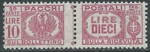 1946 LUOGOTENENZA PACCHI POSTALI 10 LIRE MNH ** - E88 - Picture 1 of 1