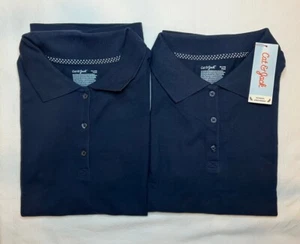 2X Cat & Jack School Polo Girls XL Plus Navy Uniform Short Sleeve Shirt - Picture 1 of 5
