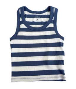 Canotta donna HOLLISTER blu e bianca a righe crop taglia XS - Foto 1 di 5