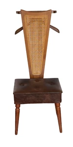 Vintage Danish Modern 1960s Sculpted Cane Back Walnut Butler Valet Chair - Picture 1 of 10