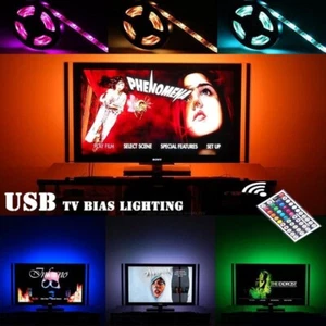 LED Strip Light 5V 5050 RGB USB Plug 44key Remote Lights TV Flexible Tape Lights - Picture 1 of 12