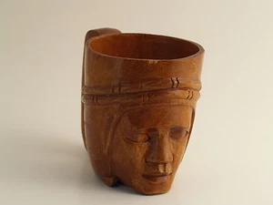 Vintage handgeschnitzter Holz MonkeyPod Kopf/Gesicht Becher - MonkeyPod Tree Shop, HI - Bild 1 von 6